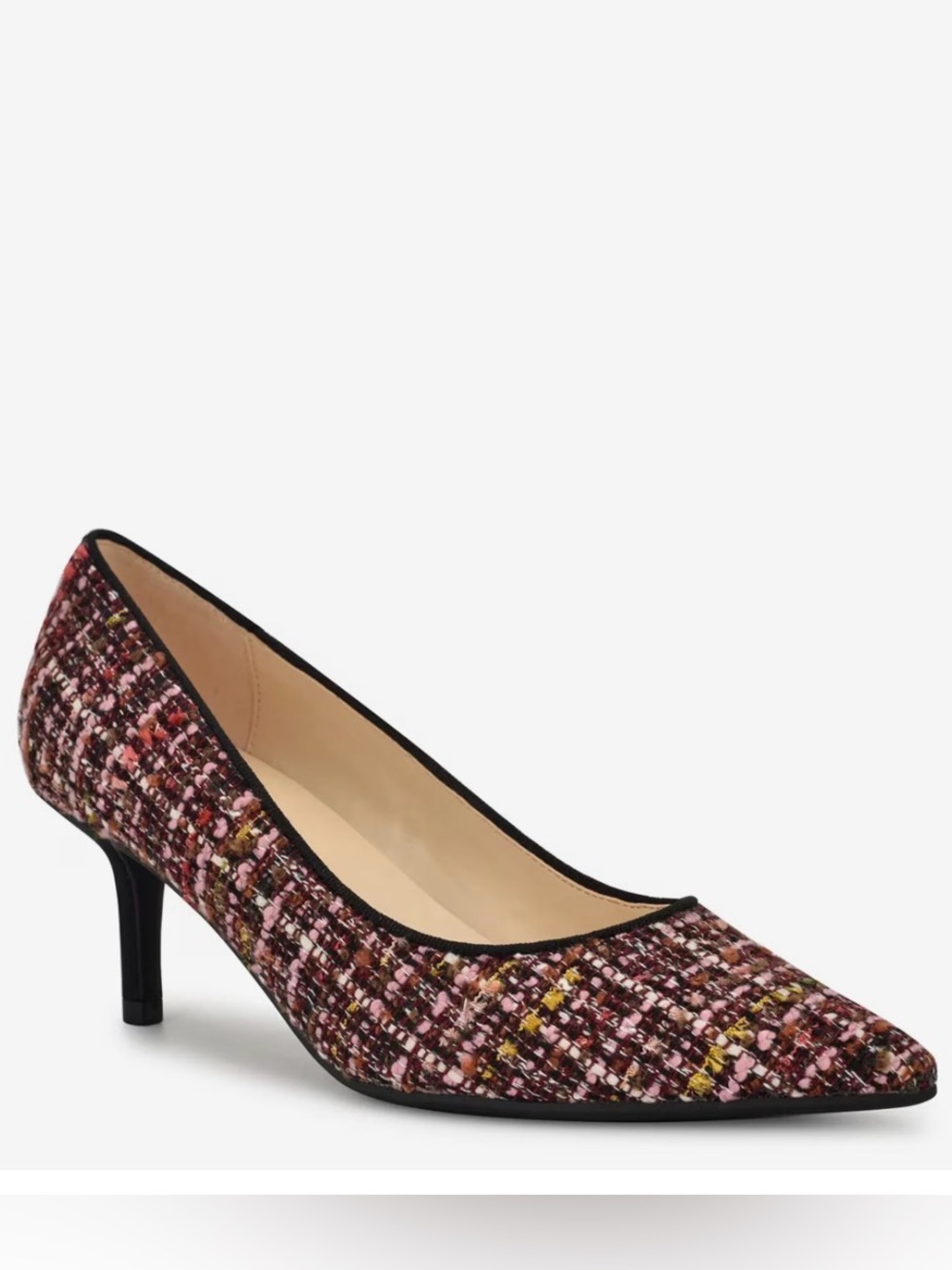 Nine West Alake Pink Multi Tweed Pointed Toe Kitten Heel Pumps 9M